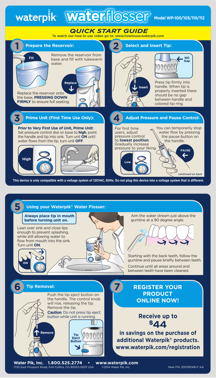 Waterpik WP-100, WP-112, WP-110, WP-105 User Manual