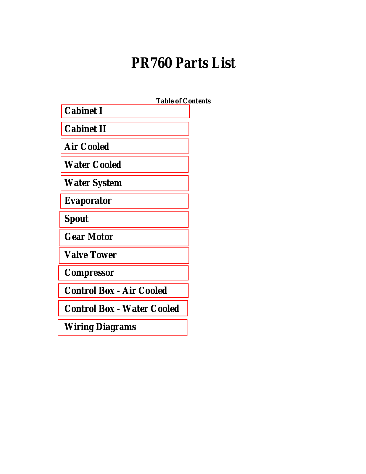 Scotsman PR760 Parts Manual