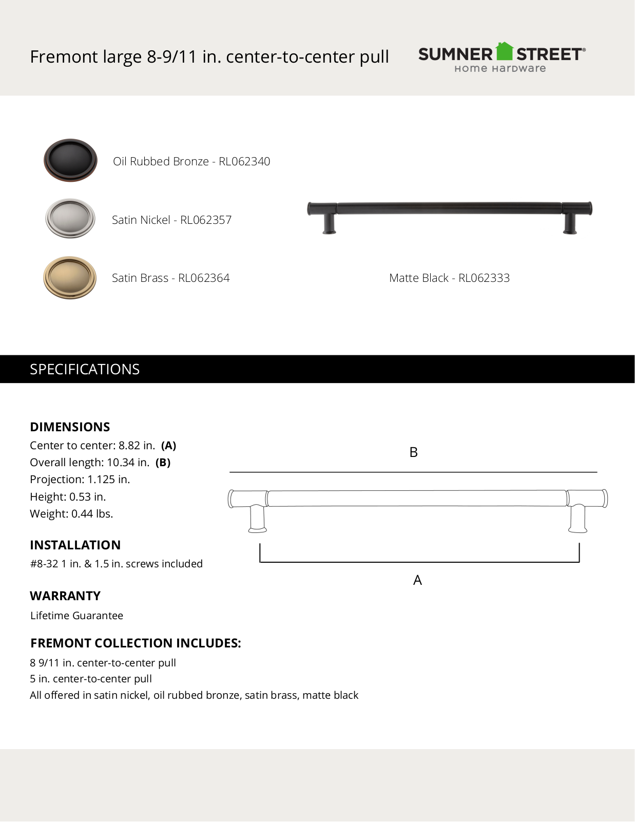 Sumner Street Home Hardware CTHD1170 Specification - ManualMachine.com