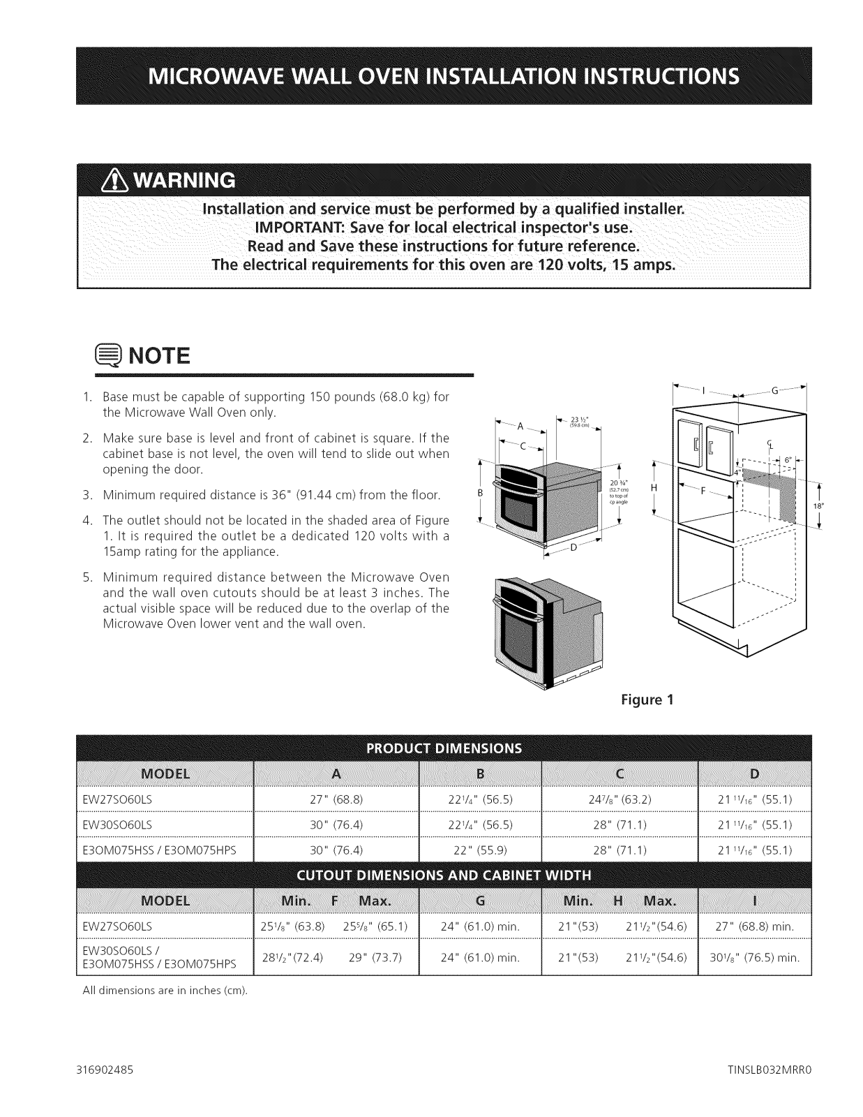 Electrolux E30MO75HPSB, E30MO75HPSC, EW30SO60LSA Installation Guide - ManualMachine.com