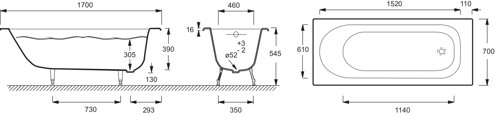 Jacob Delafon SOISSONS E2941-00, SOISSONS E2921-00 Dimensions