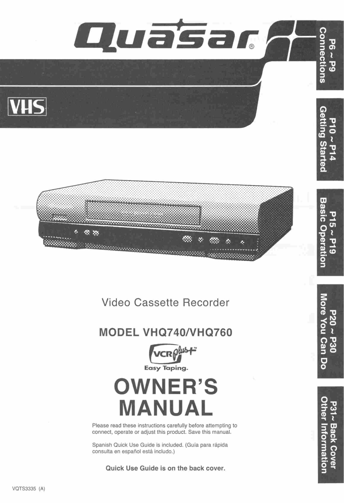 Quasar VHQ760 User Manual