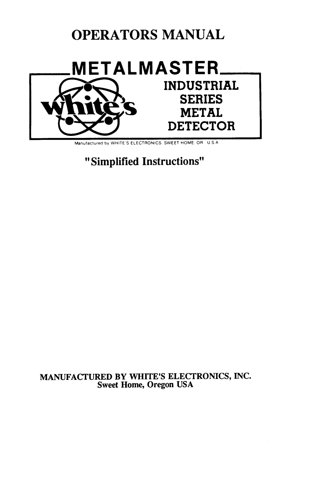 Whites Electronics METALMASTER User Manual