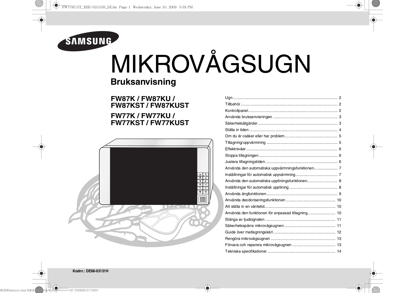 Samsung FW87KU, FW77K, FW77KU, FW77KST, FW77KUST User Manual