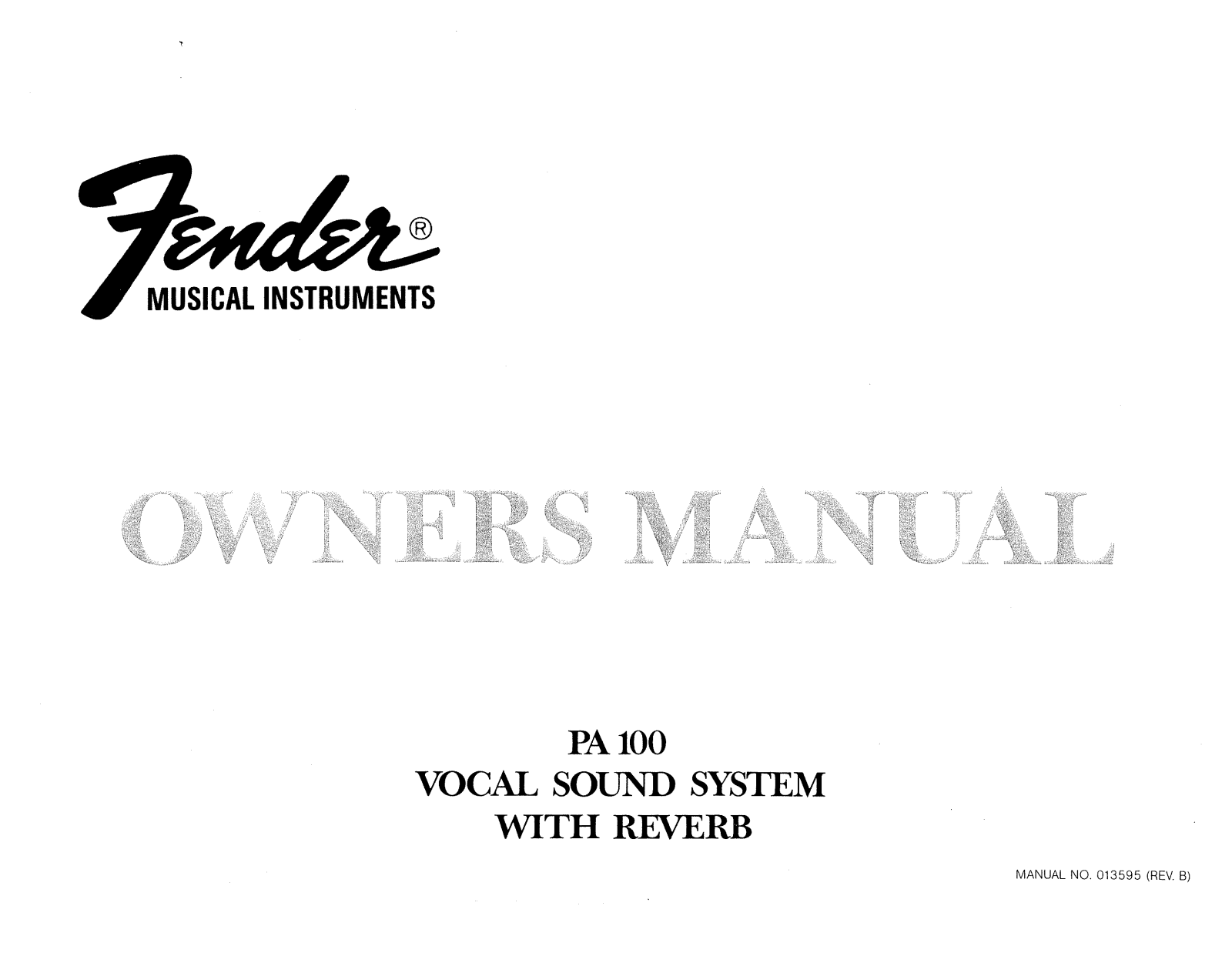 Fender PA 100 User Manual