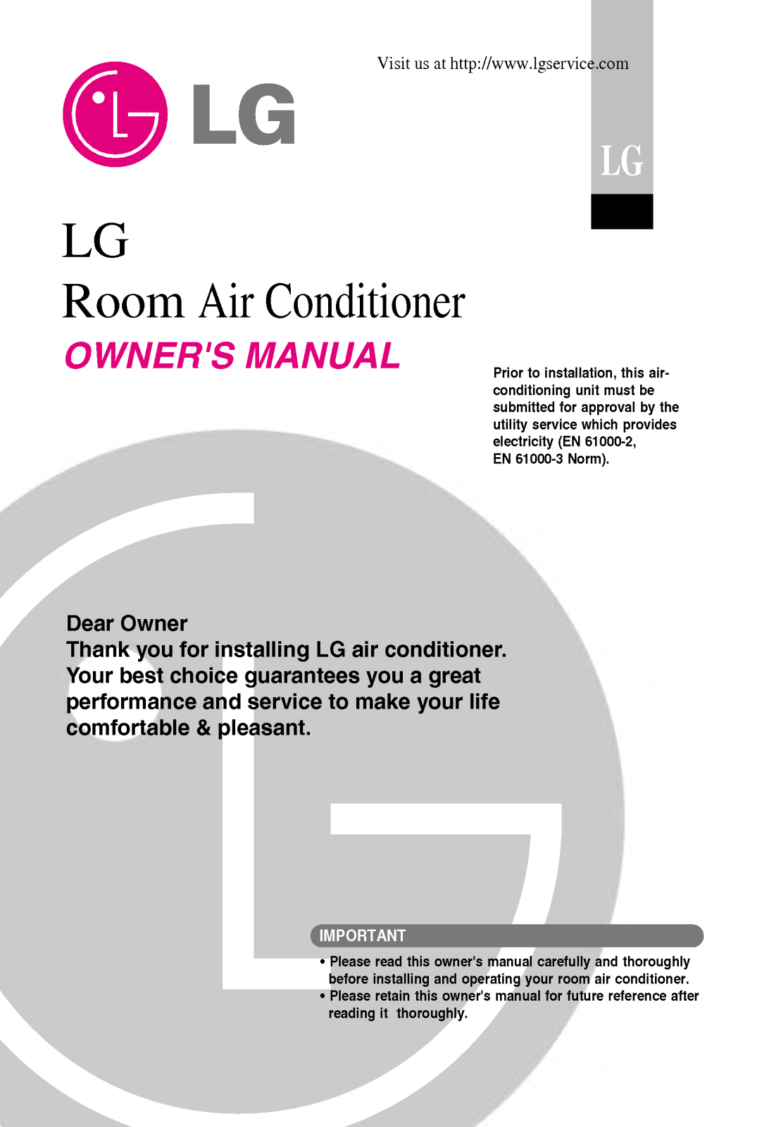 LG A12AWU-UF6, A12AW2-NF6 User Manual