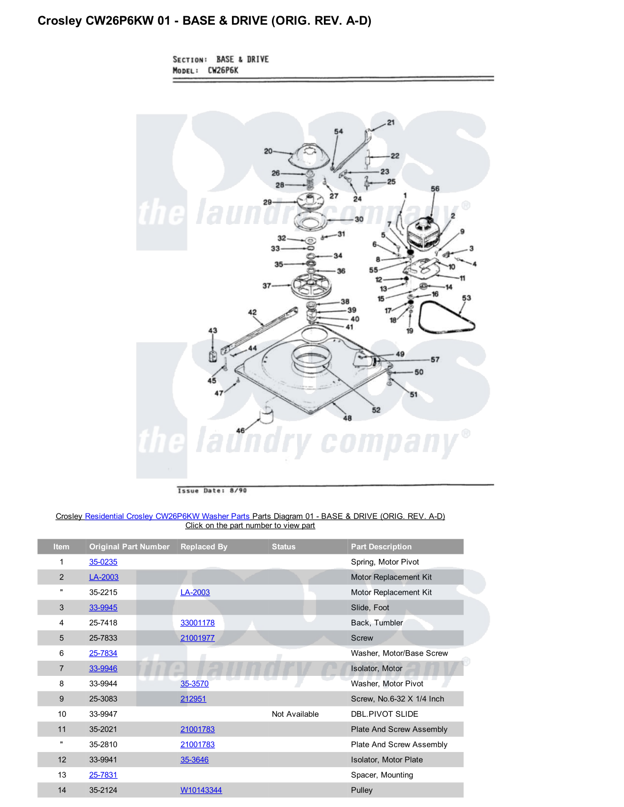 Crosley CW26P6KW Parts Diagram