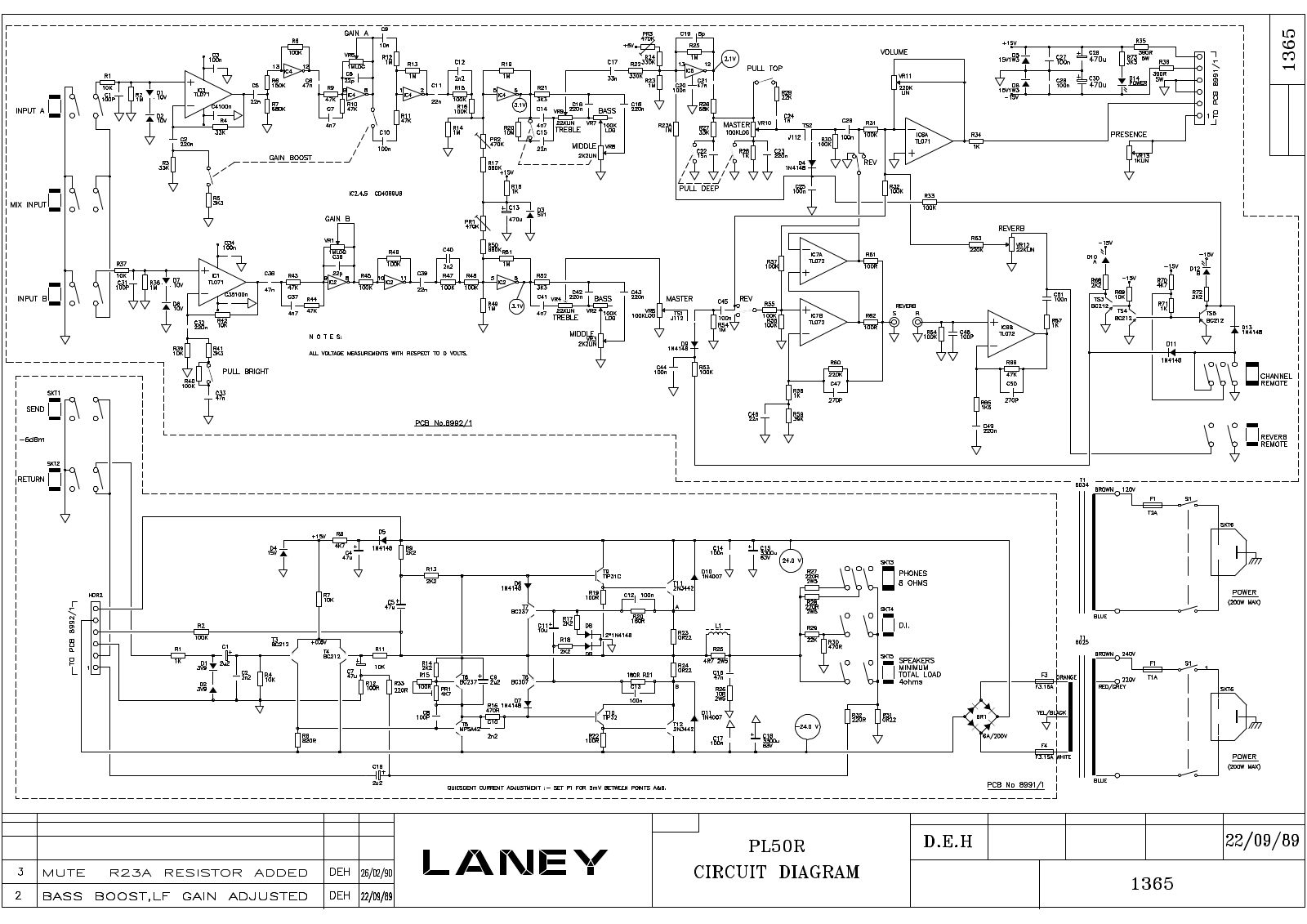 Laney PL50R Schematic