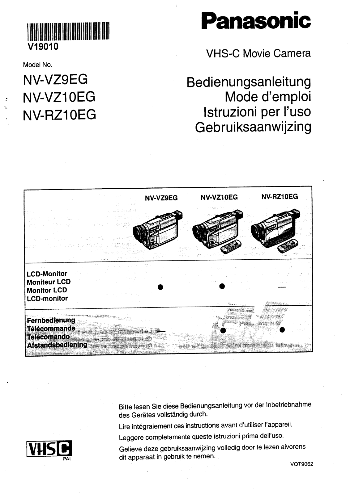 PANASONIC NV-VZ10EG, NV-VZ9EG User Manual