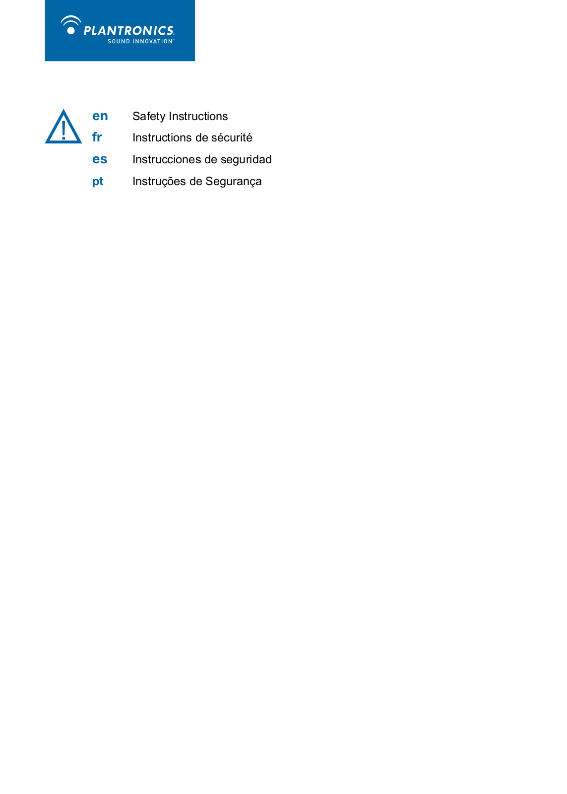 Plantronics SAVI W440-M SAFETY BOOKLET