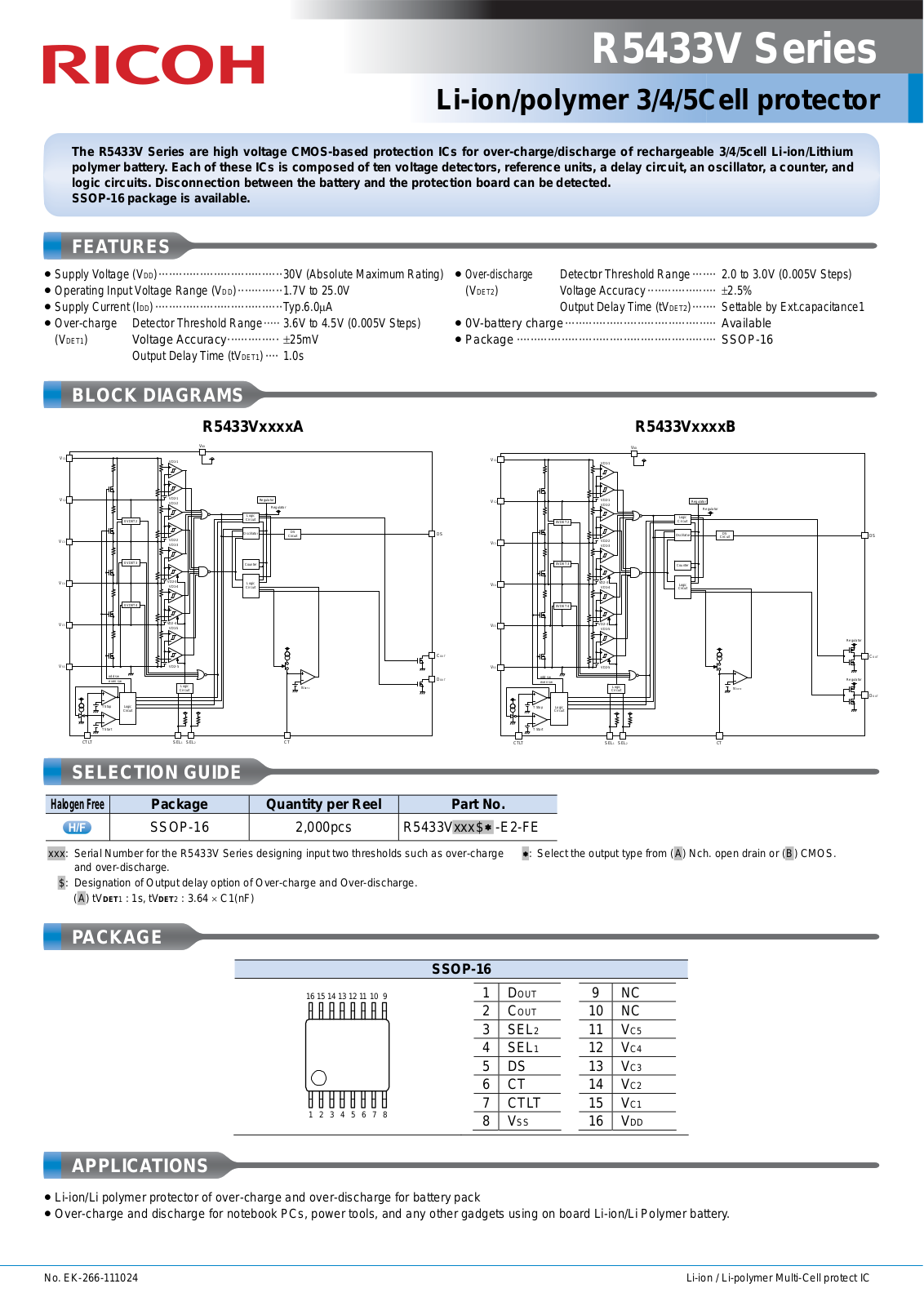 RICOH R5433V Technical data