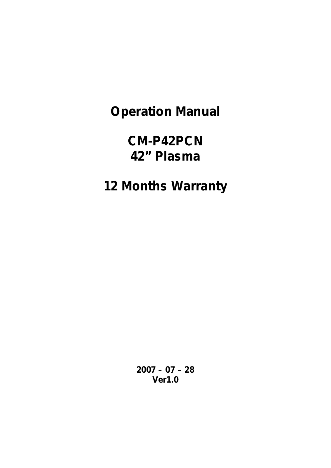 AWA CM-P42PCN Operating Instruction