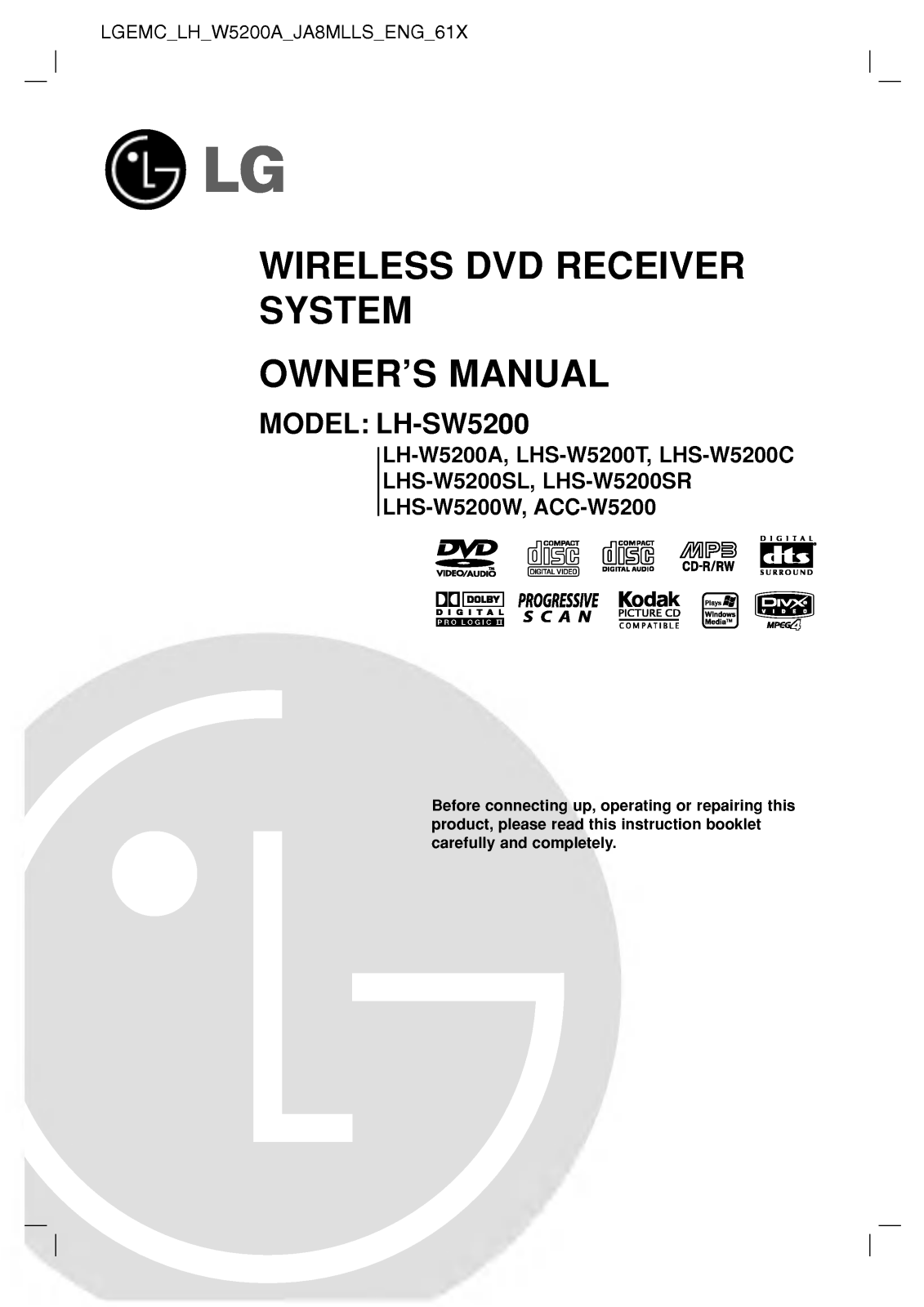 LG LH-W5200A Owner’s Manual