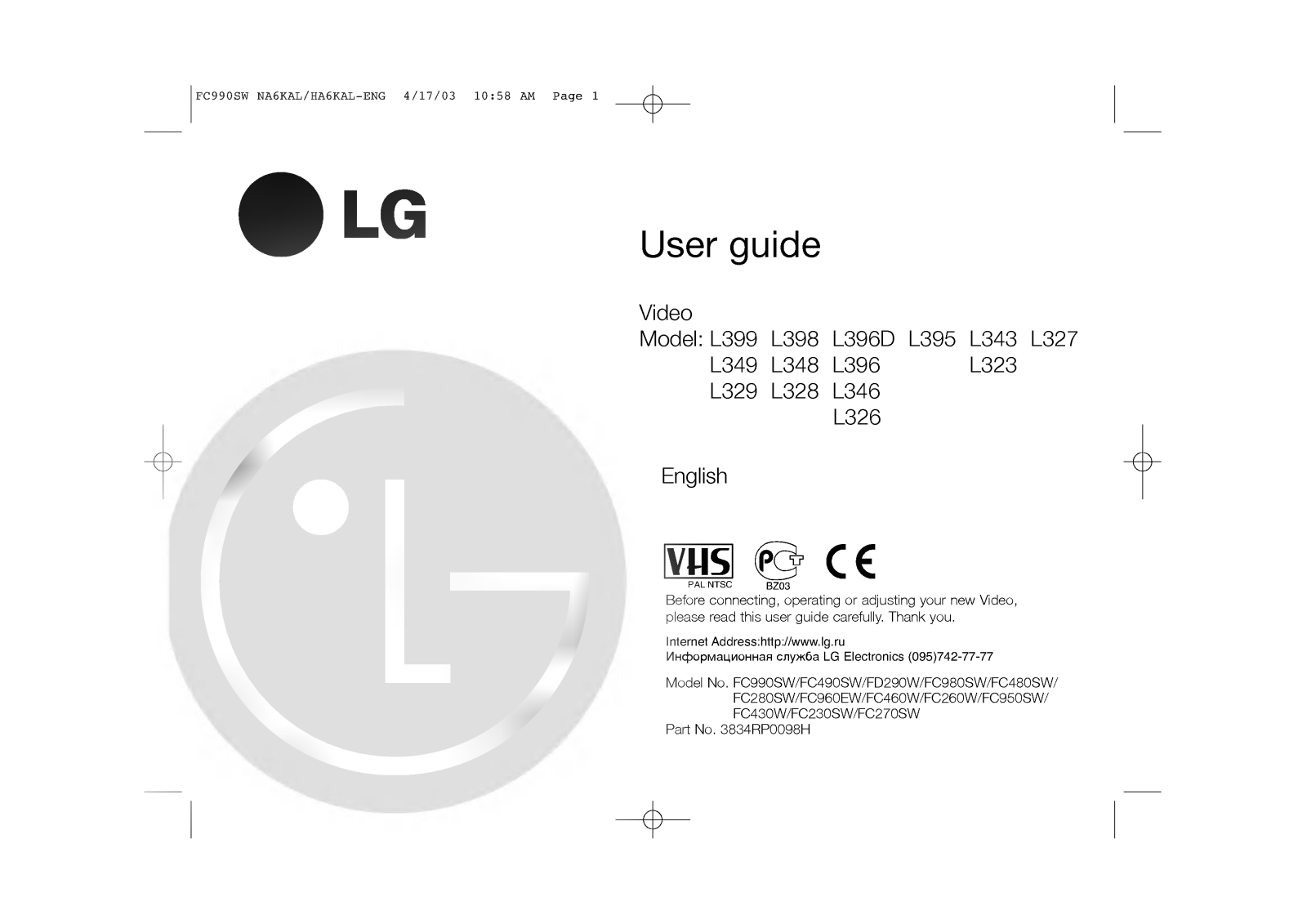 LG FC980SW User guide