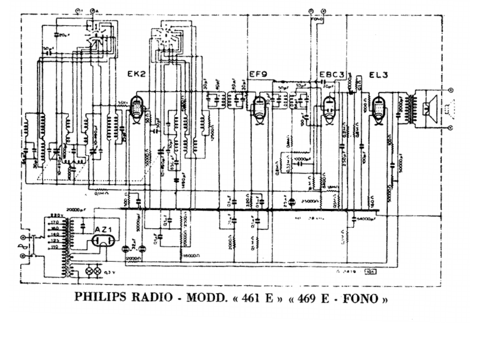 Philips 461E, 469E Schematic