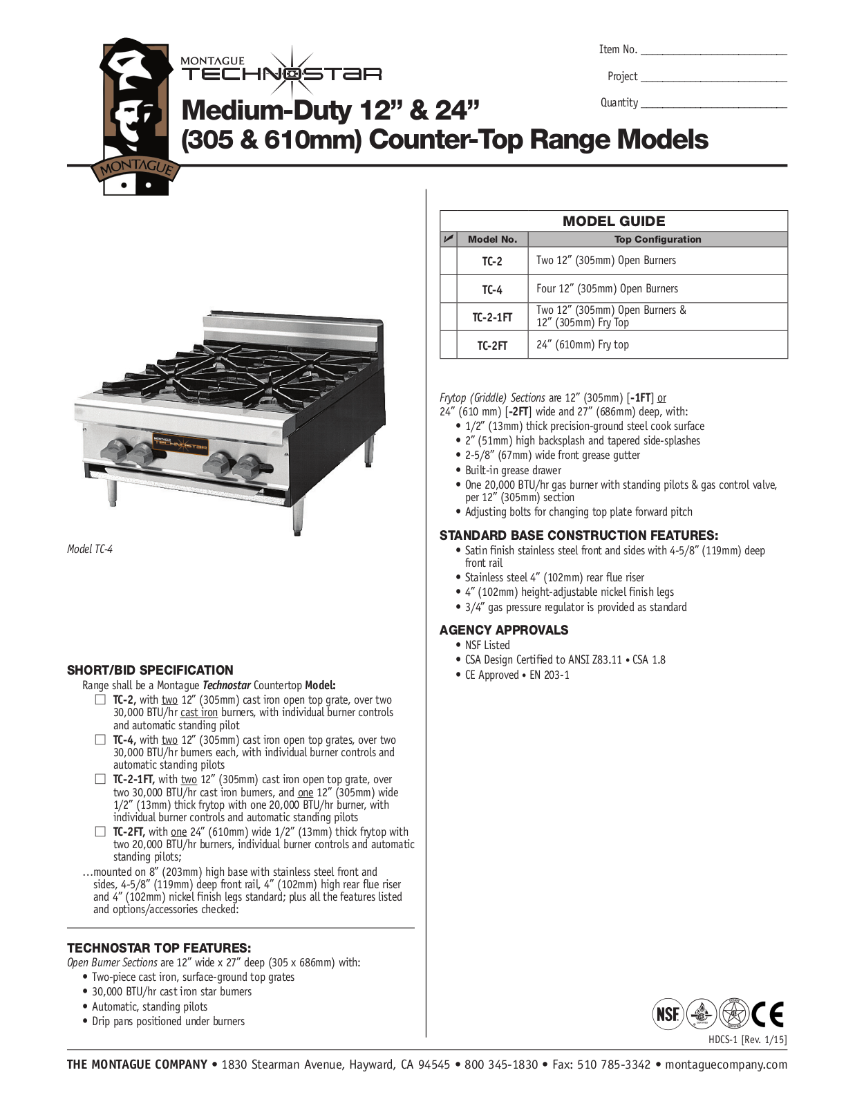 Montague TC-2-1FT User Manual