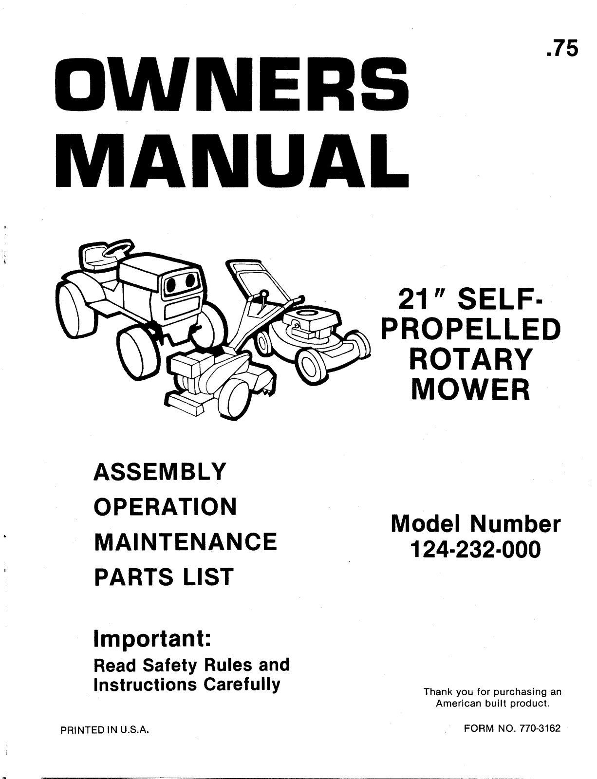 MTD 124-232-000 User Manual