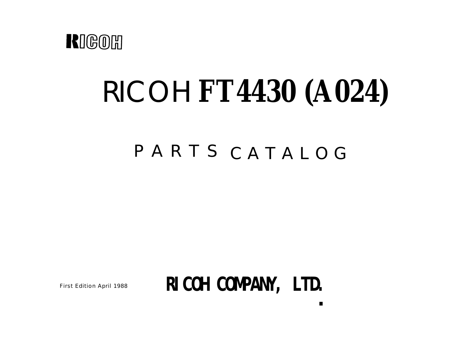 Ricoh FT4430 PARTS CATALOG