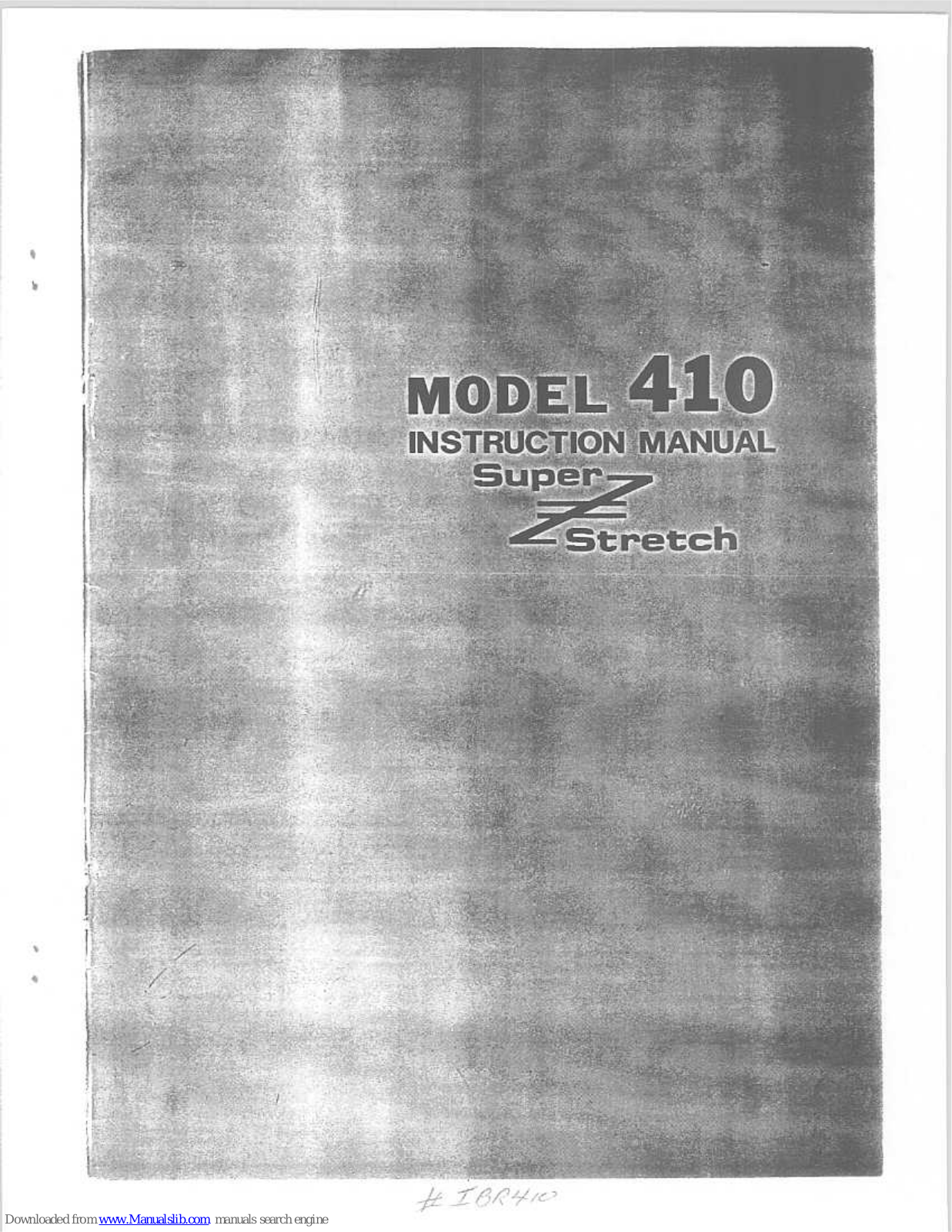 Riccar Super Stretch 410 Instruction Manual