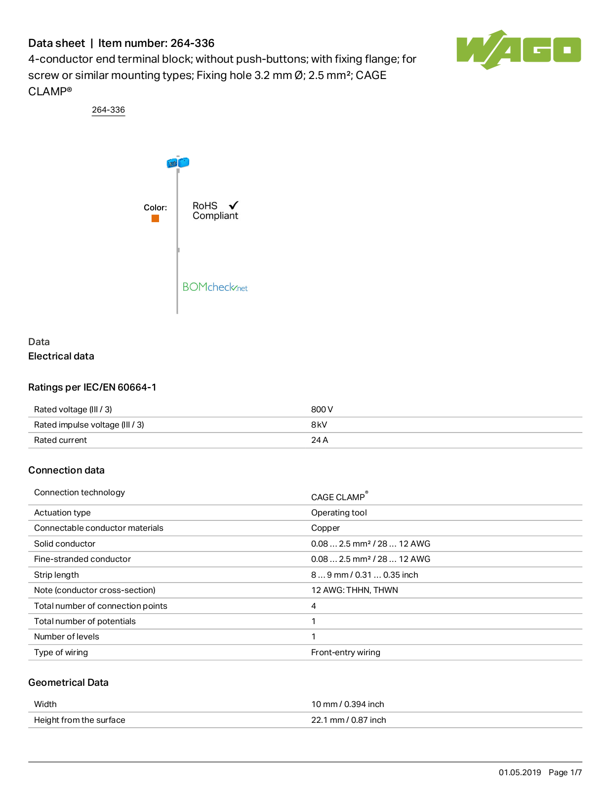 Wago 264-336 Data Sheet