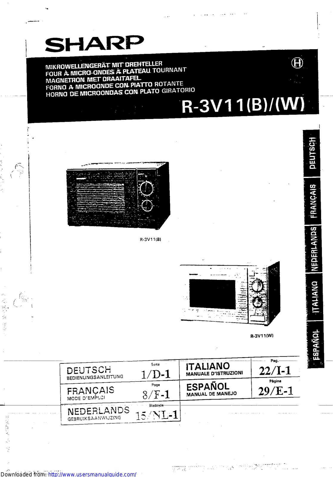 SHARP R-3V11 User Manual