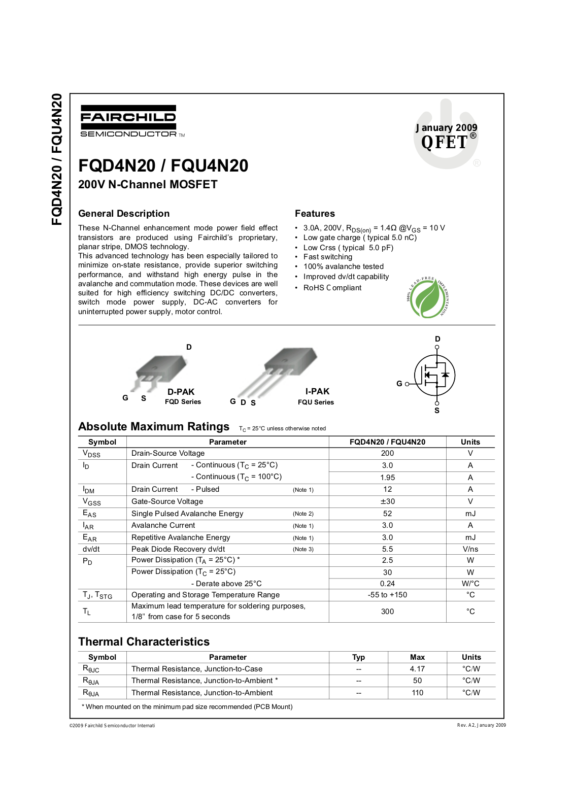 Fairchild FQD4N20, FQU4N20 service manual