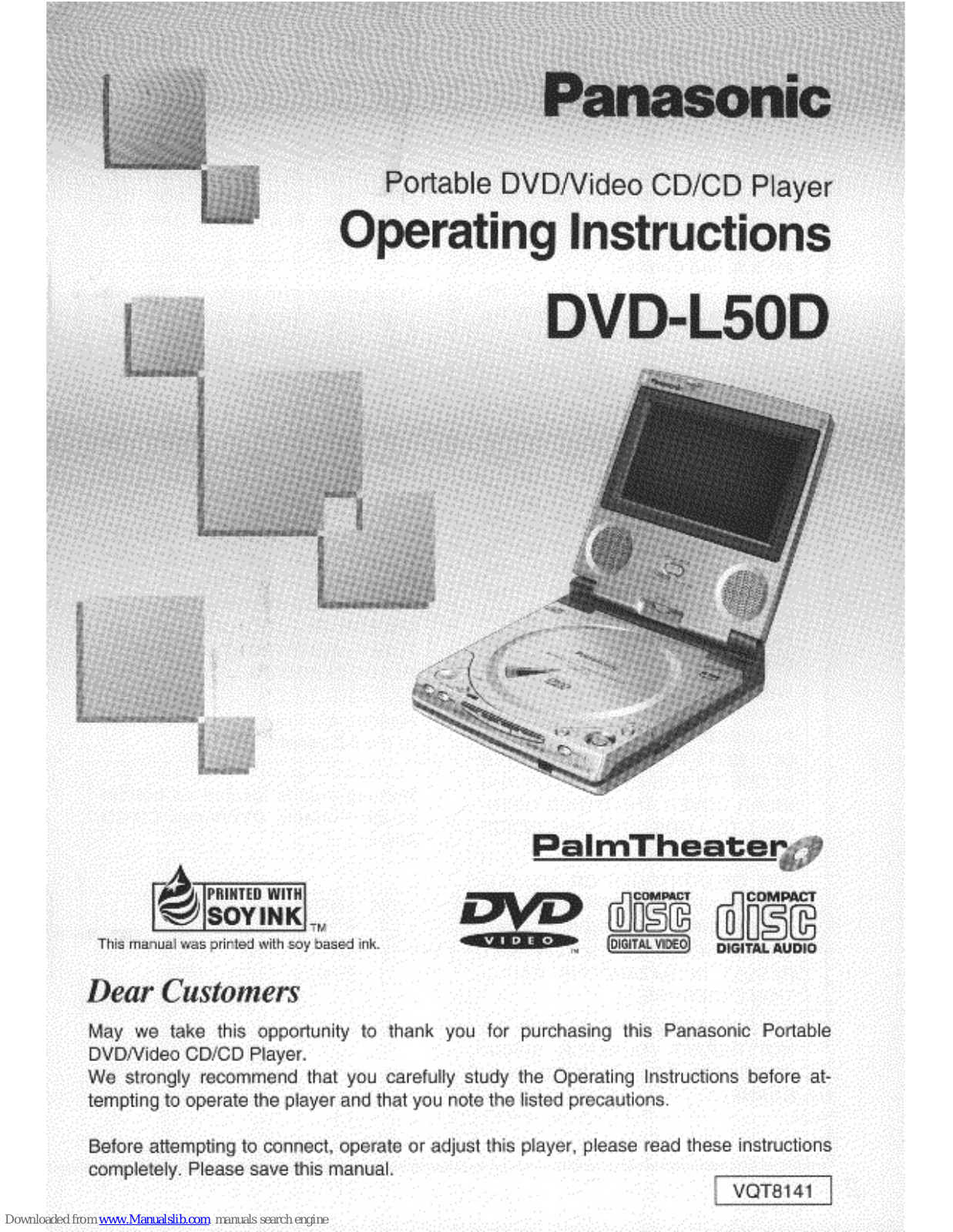 Panasonic PalmTheater DVD-L50, DVDL50D - DIG. VIDEO DISCPLAYE Operating Instructions Manual