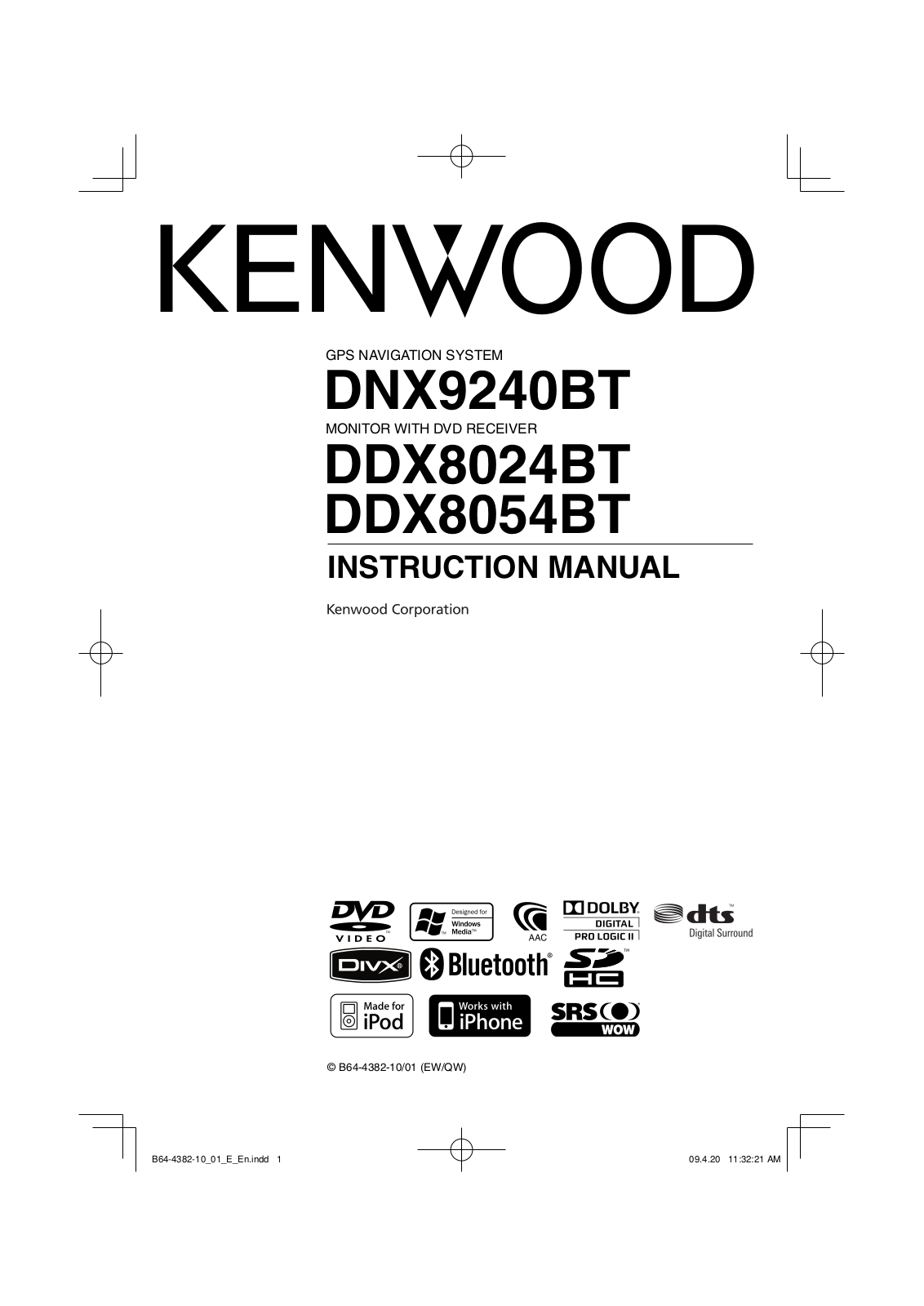 Kenwood DDX8024BT, DDX8054BT User Manual