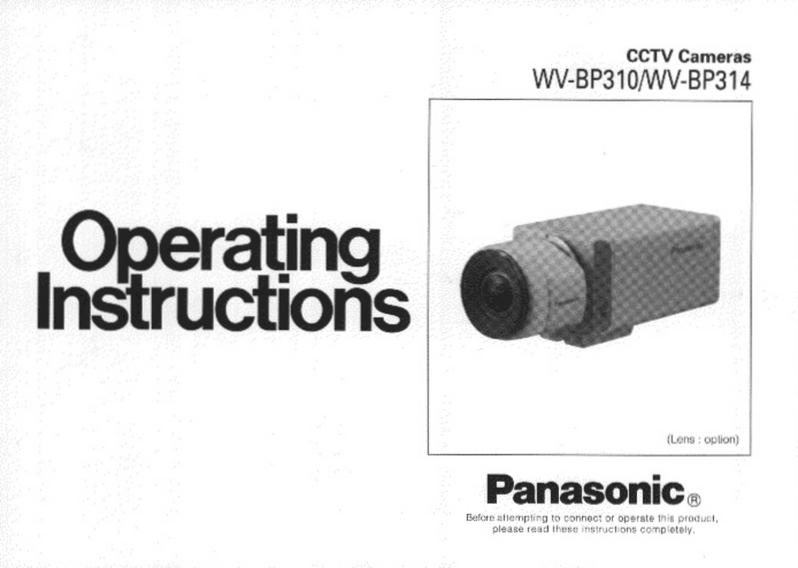 Panasonic WV-BP314 User Manual