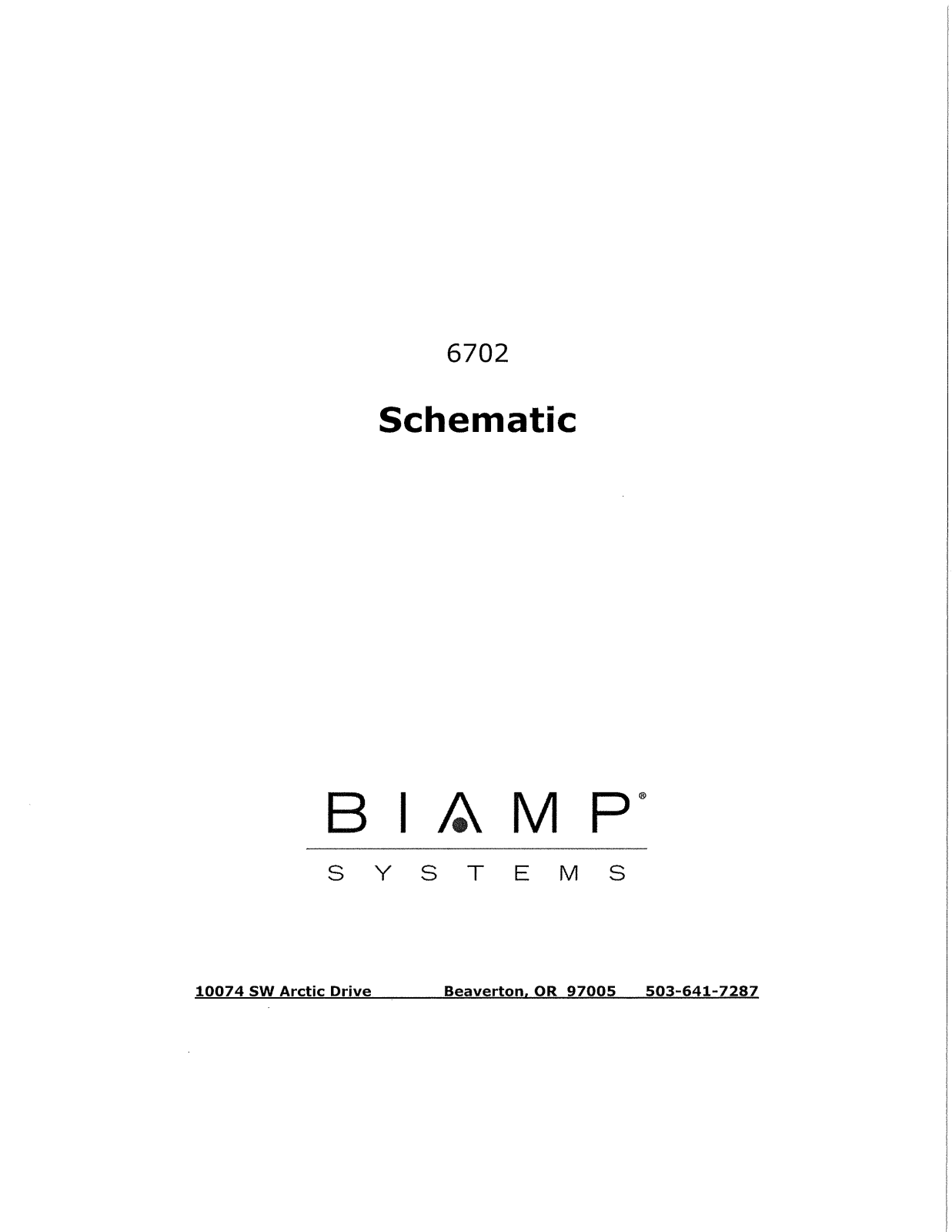 Biamp 6702 User Manual