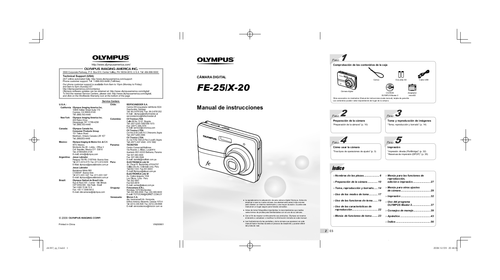 Olympus FE-25 - Digital Camera - Compact, X-20 Manual De Instrucciones