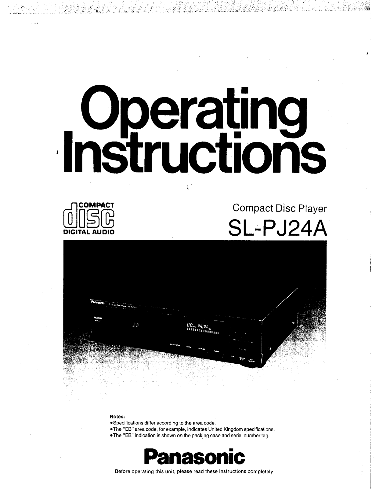 Panasonic SL-PJ24A User Manual