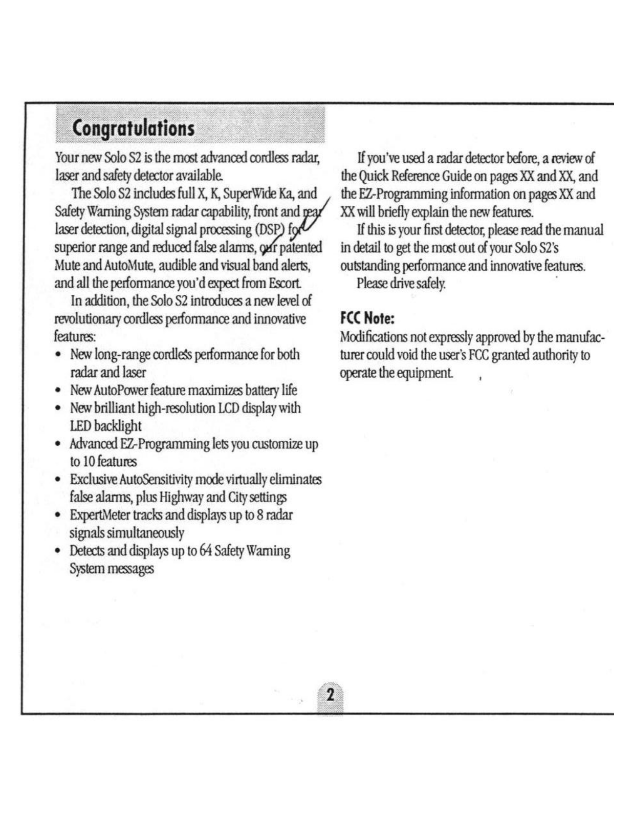 Escort orporated SM2 Users Manual - ManualMachine.com