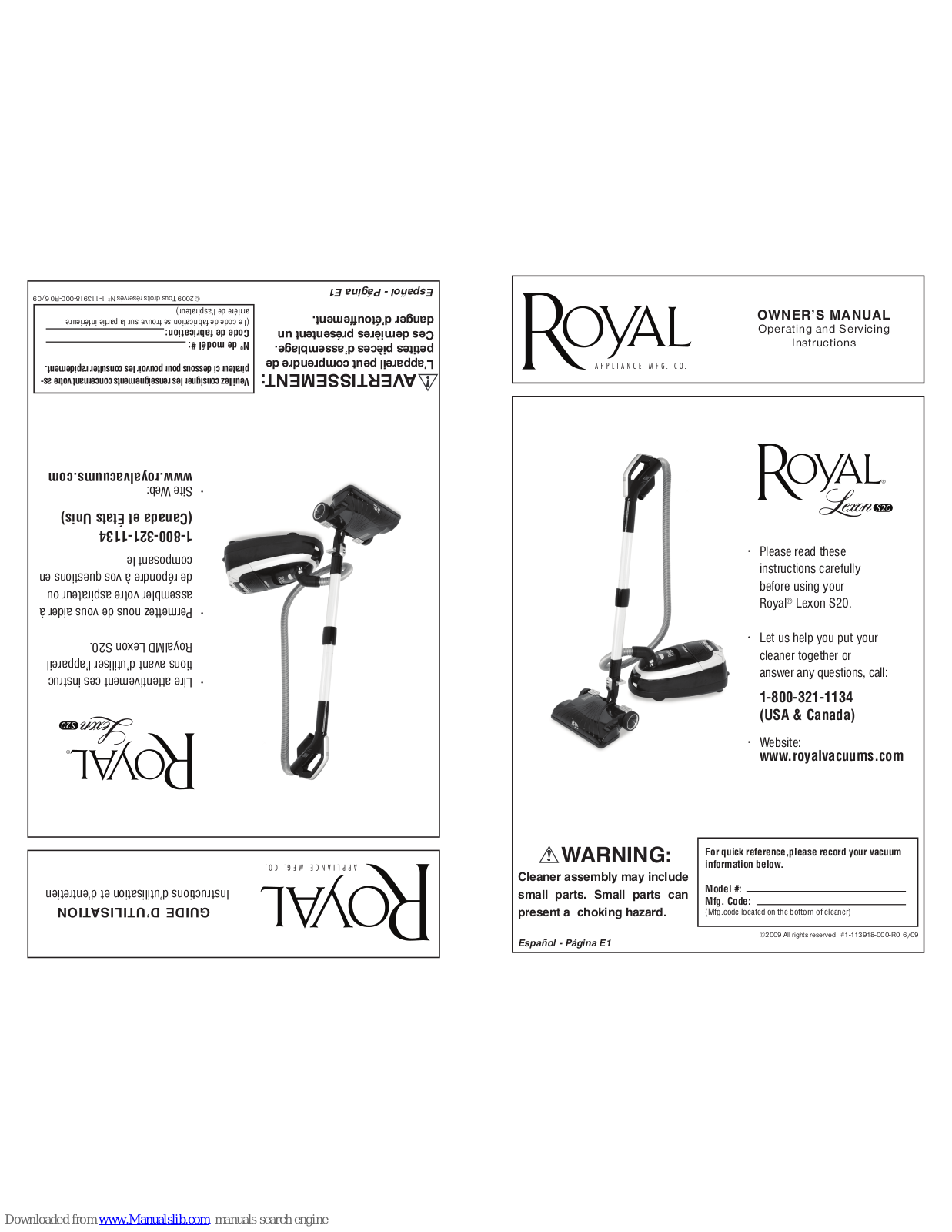 Royal SR30020 Owner's Manual