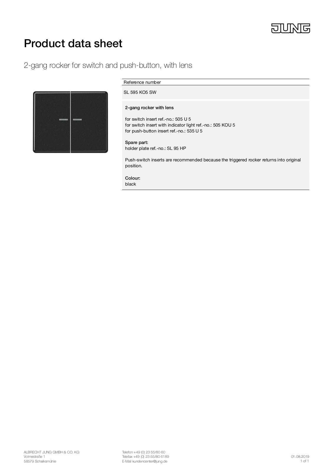 Jung SL 595 KO5 SW User Manual