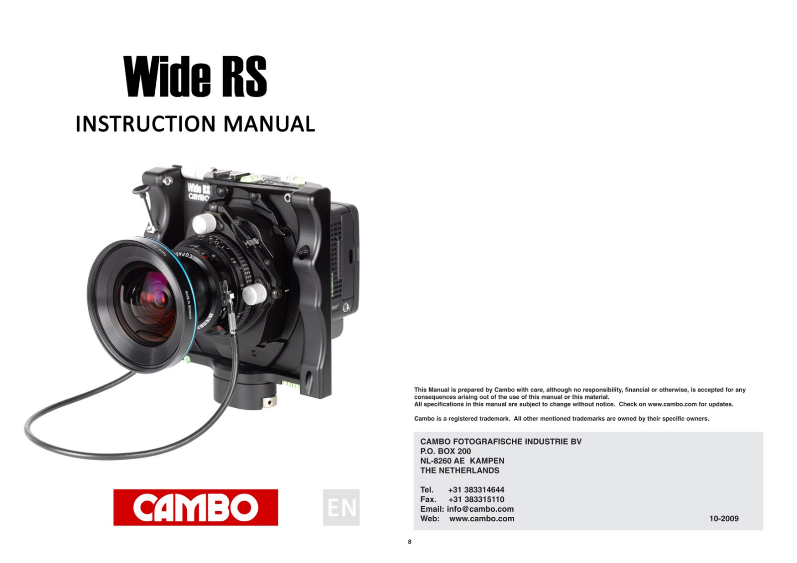 Cambo Wide RS User Manual