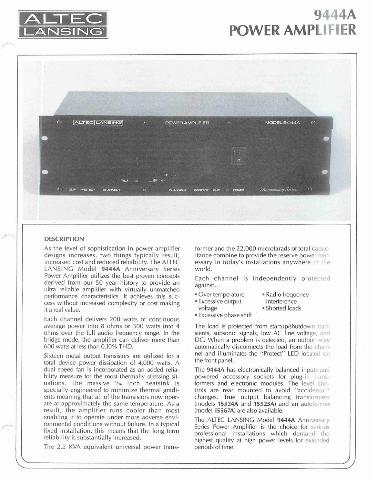 Altec lansing 9444A User Manual