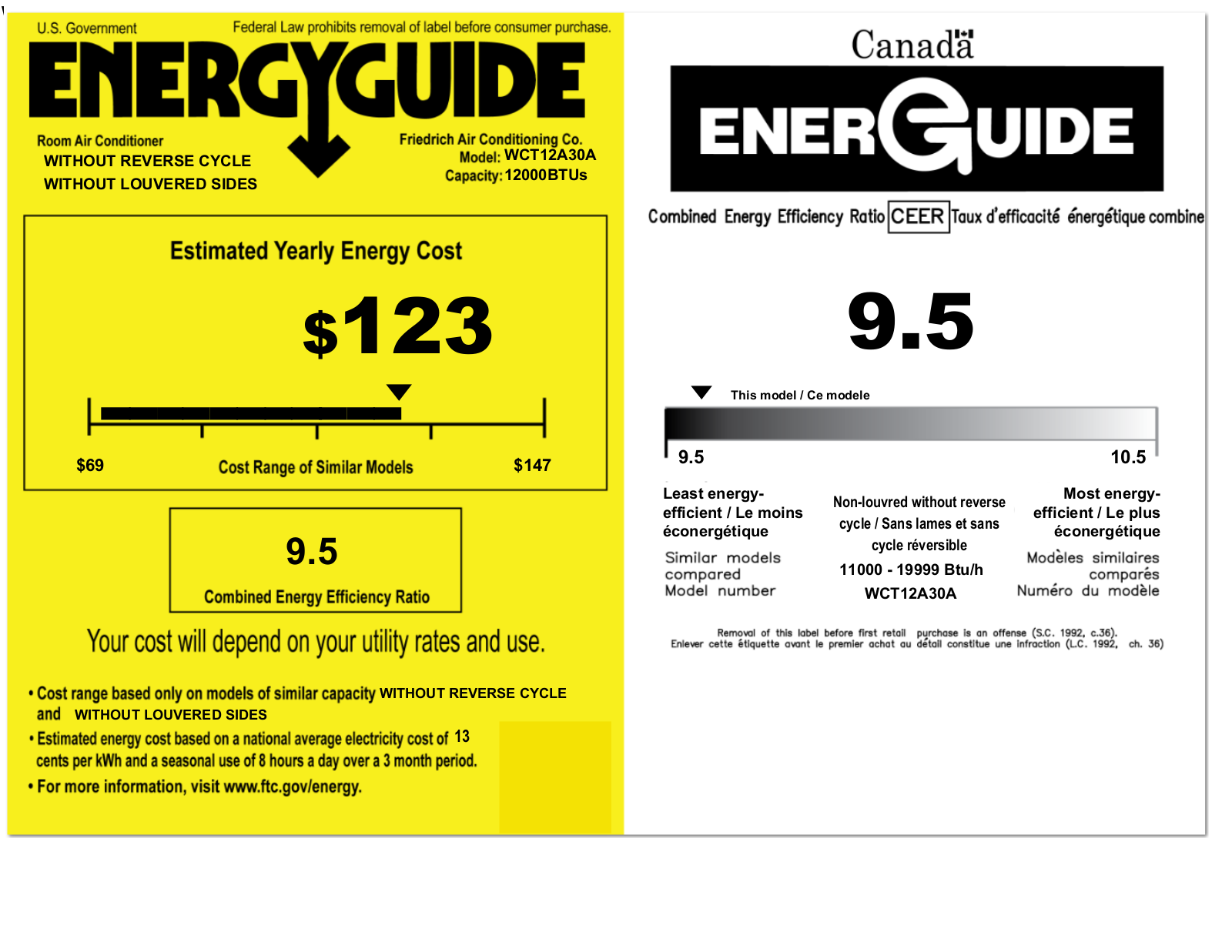 Friedrich WCT12A30A Energy manual