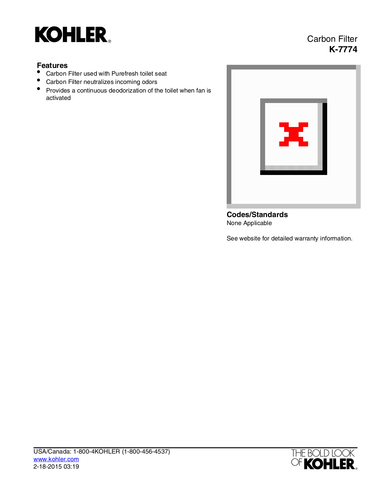 Kohler KOH20743 Specifications - ManualMachine.com