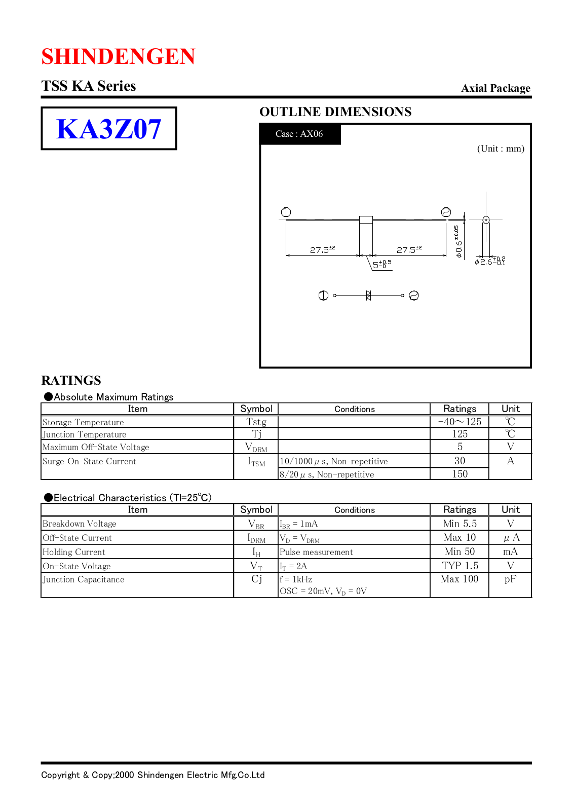 Shindengen Electric Manufacturing Company Ltd KA3Z07 Datasheet