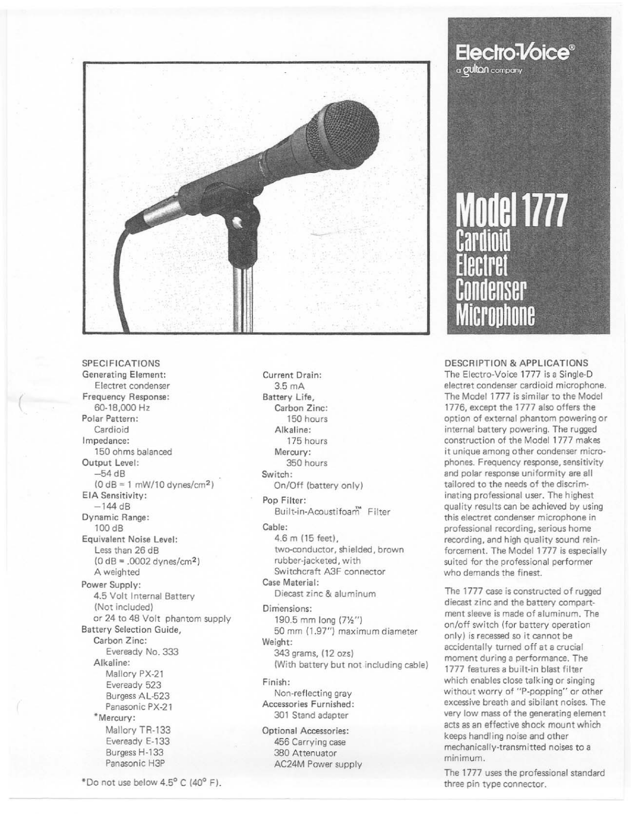 Electro-Voice 1777 User Manual