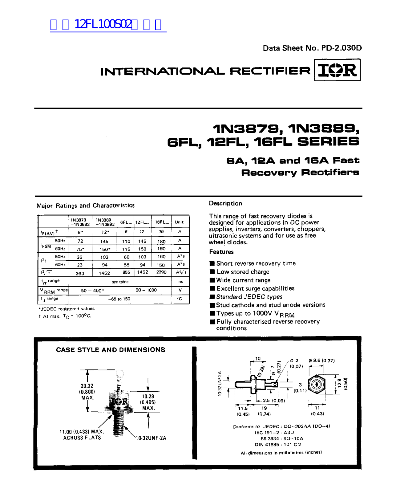 International Rrectifier 1N3879 User Manual