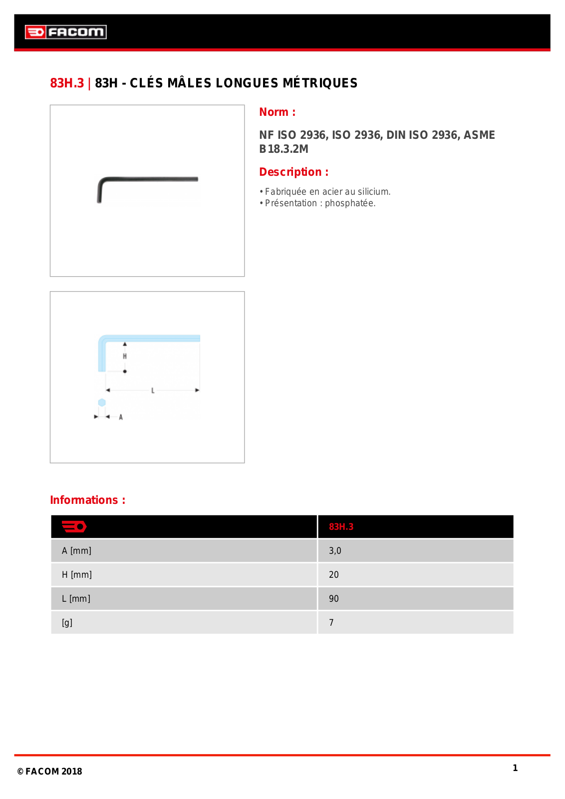 Facom 83H.3 Specification