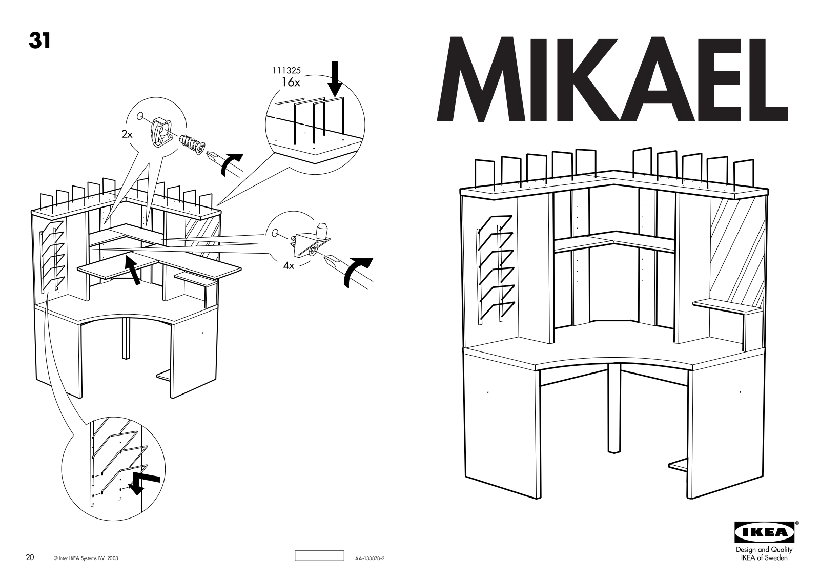 IKEA MIKAEL CORNER WORKSTATION Assembly Instruction