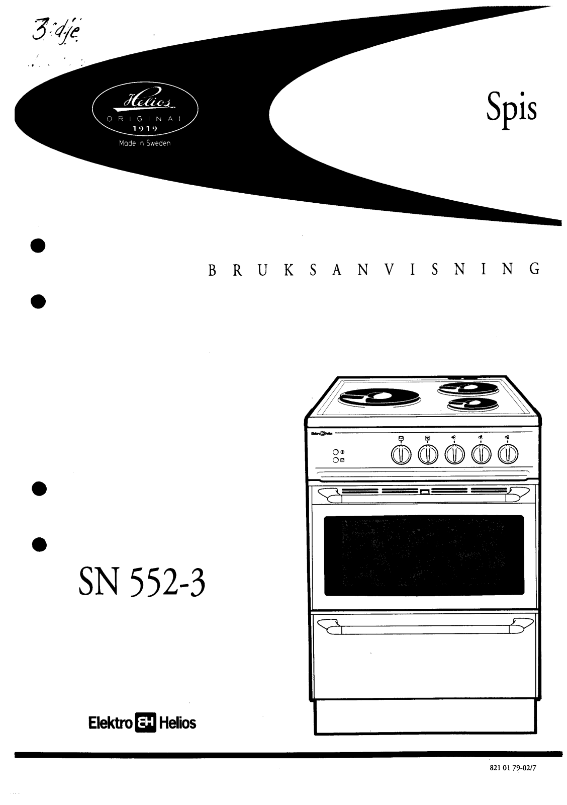 Elektro helios SN552-3 User Manual