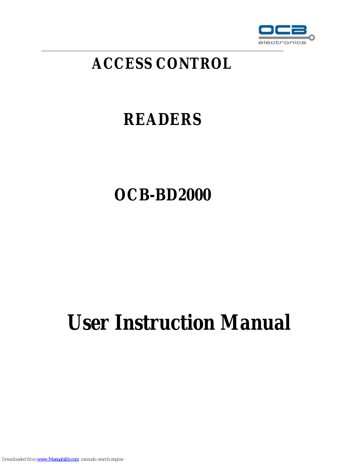 OCB OCB-BD2000 User Instruction Manual