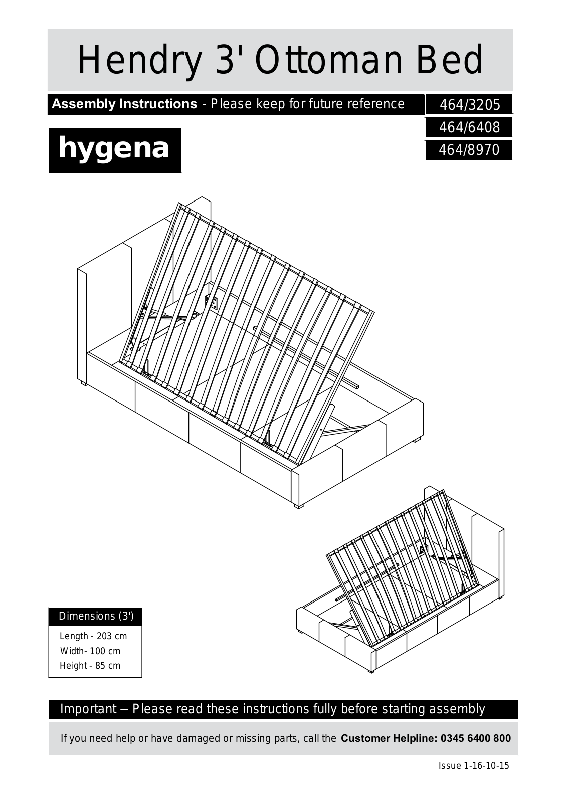 Hygena 4643205, 4646408, 4648970 Instruction manual