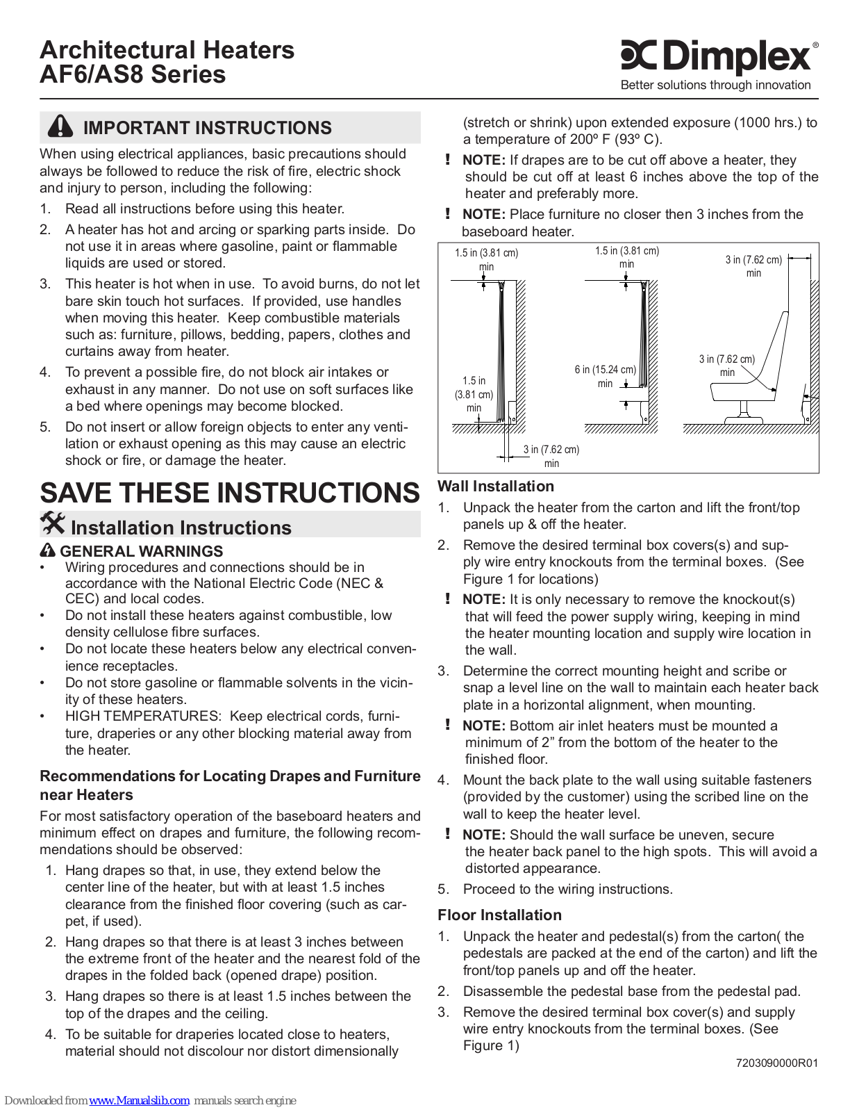 Dimplex AF6 Series, AS8 Series Owner's Manual