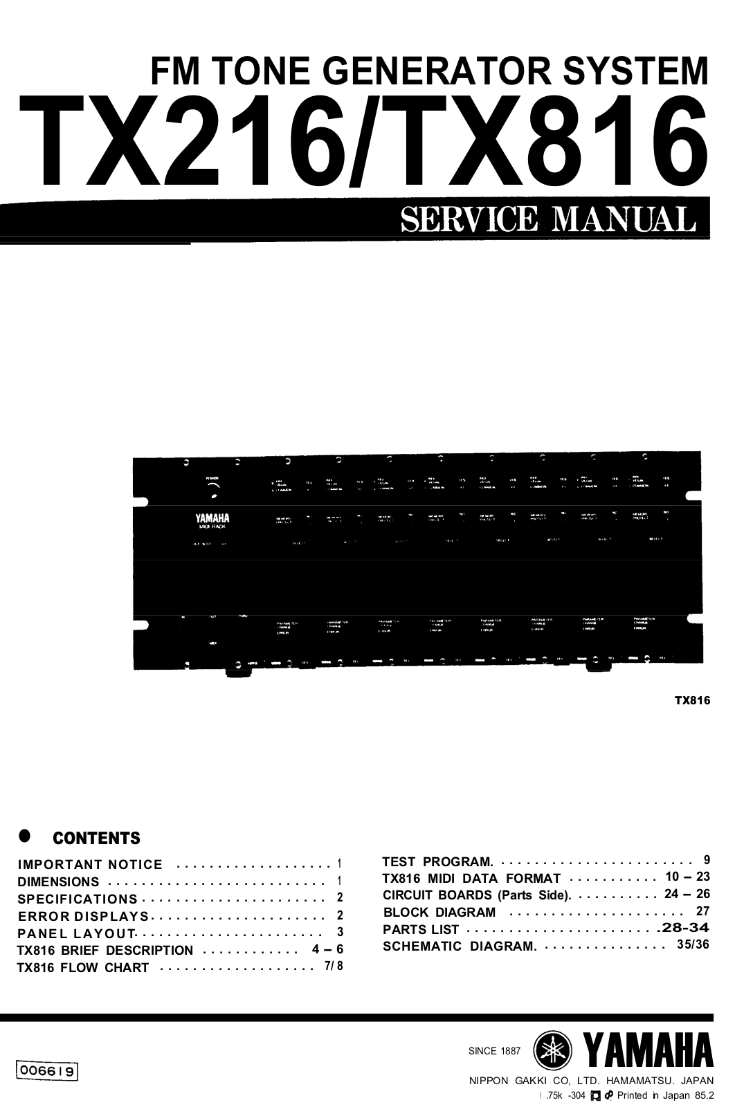 Yamaha TX-816, TX-216 Service Manual