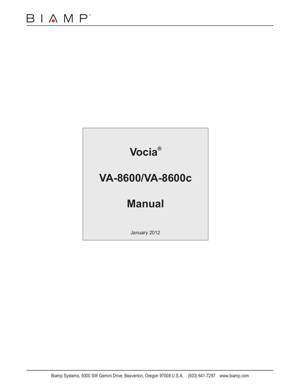 Biamp VA-8600c User Manual